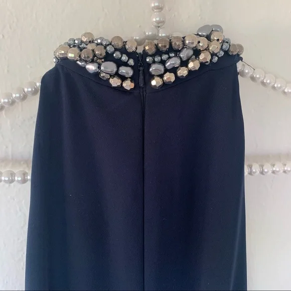 Carmen Marc Valvo Beaded-Neck Toga Dress - Picture 8 of 10